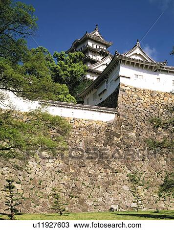 Stock Image - Himeji Castle, Hyogo Prefecture, Japan, Asia, Low Angle View, Pan Focus. Fotosearch