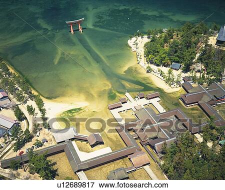 Itsukushima Shrine, Hiroshima Prefecture, Japan, Asia, High Angle View, Pan Focus View Large Photo Image Stock Photo - Itsukushima Shrine, Hiroshima Prefecture, Japan, Asia, High Angle View, Pan Focus. Fotosearch