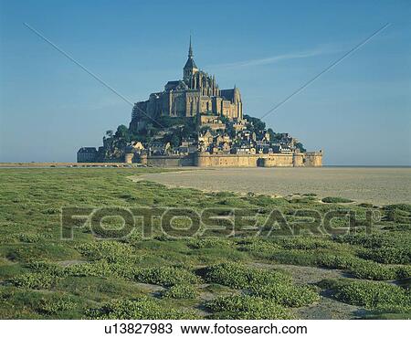 Stock Image - Mont Saint Michel, France, Europe, Low Angle View, Pan Focus. Fotosearch