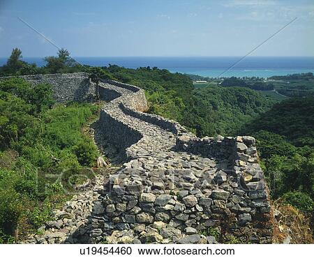 Stock Image - Nakijinjoato, Okinawa Prefecture, Japan, Asia, High Angle View, Pan Focus. Fotosearch