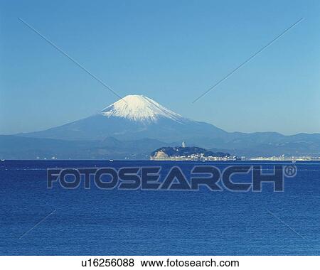 Enoshima Island and Mt. Fuji, Shonan, Kanagawa Prefecture, Japan, Front View, Pan Focus View Large Photo Image Stock Photo - Enoshima Island and Mt. Fuji, Shonan, Kanagawa Prefecture, Japan, Front View, Pan Focus. Fotosearch