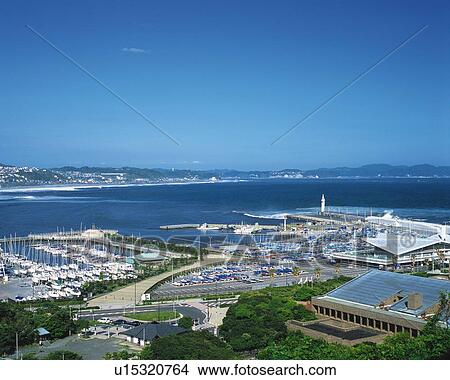 Picture - Enoshima Island Marina, Shonan, Kanagawa Prefecture, Japan, High Angle View, Pan Focus. Fotosearch