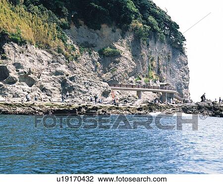 Stock Image - Enoshima Island, Shonan, Kanagawa Prefecture, Japan, Low Angle View, Pan Focus. Fotosearch