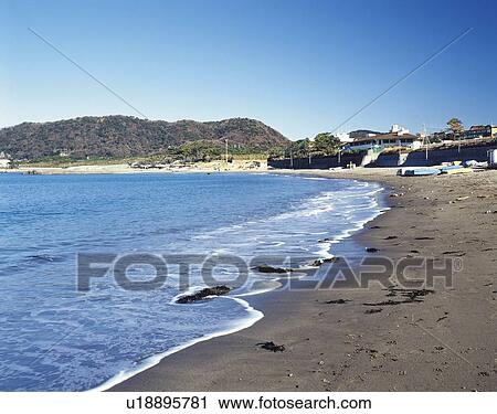 Stock Image - Hayama Beach, Shonan, Kanagawa Prefecture, Japan, Front View, Pan Focus. Fotosearch