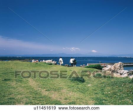 Hayama Beach, Shonan, Kanagawa Prefecture, Japan, High Angle View, Pan Focus View Large Photo Image Stock Photo - Hayama Beach, Shonan, Kanagawa Prefecture, Japan, High Angle View, Pan Focus. Fotosearch