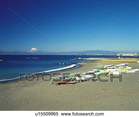 Stock Photography - Hayama Beach, Shonan, Kanagawa Prefecture, Japan, High Angle View, Pan Focus. Fotosearch