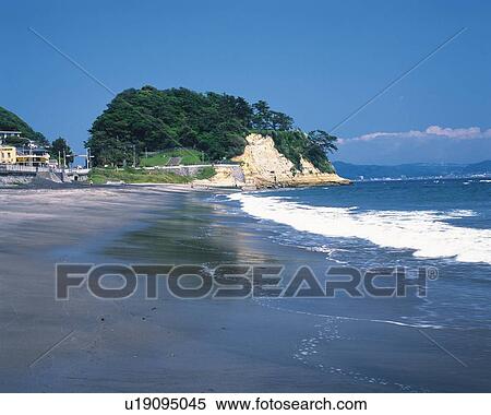 Stock Photography - Inamuragasaki Cape, Shonan, Kanagawa Prefecture, Japan, Front View, Pan Focus. Fotosearch