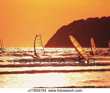 People Windsurfing in the Sea, Shonan, Kanagawa Prefecture, Japan, Side View, Toned Image View Large Photo Image Picture - People Windsurfing in the Sea, Shonan, Kanagawa Prefecture, Japan, Side View, Toned Image. Fotosearch