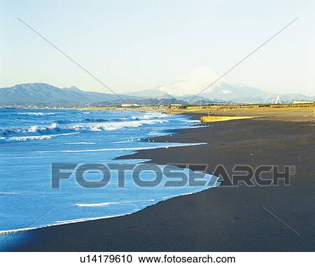 Tsujido Beach and Mt. Fuji, Shonan, Kanagawa Prefecture, Japan, Front View, Pan Focus View Large Photo Image Stock Image - Tsujido Beach and Mt. Fuji, Shonan, Kanagawa Prefecture, Japan, Front View, Pan Focus. Fotosearch