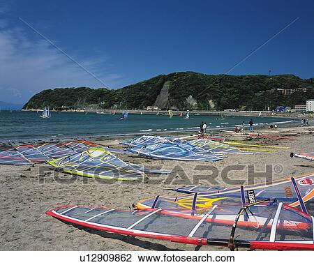 Zushi Beach, Shonan, Kanagawa Prefecture, Japan, Front View, Pan Focus View Large Photo Image Stock Image - Zushi Beach, Shonan, Kanagawa Prefecture, Japan, Front View, Pan Focus. Fotosearch