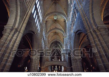 Stock Photo - Spain, Castilla Leon, Avila, Cathedral, Interior, Arch, Arches. Fotosearch
