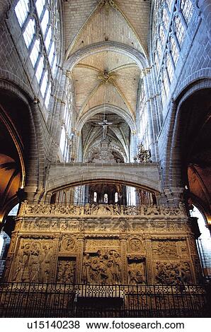 Stock Photo - Spain, Castilla Leon, Avila, Cathedral, Interior, Arch, Arches. Fotosearch