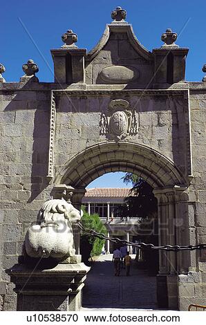 Stock Image - Spain, Castilla Leon, Avila, Stone, Lion, Cathedral, Square. Fotosearch