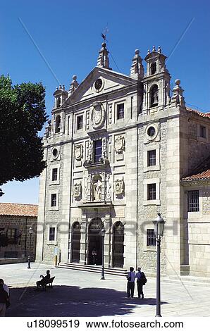 Stock Photo - Spain, Castilla Leon, Avila, Stone, Church, Square, Church square. Fotosearch