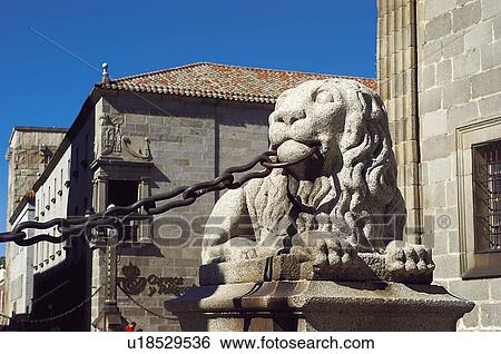 Spain, Castilla Leon, Avila, Stone, Sculpture, Lion, Cathedral View Large Photo Image Stock Photograph - Spain, Castilla Leon, Avila, Stone, Sculpture, Lion, Cathedral. Fotosearch