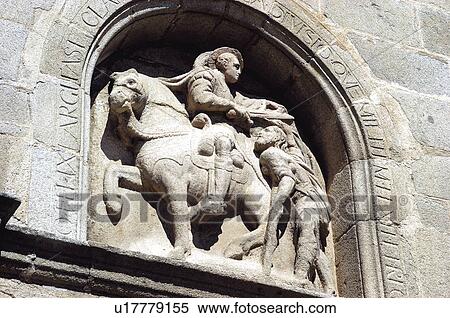 Stock Photography - Spain, Castilla Leon, Avila, Stone, Relief, In relief, Arch. Fotosearch