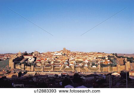 Spain, Castilla Leon, Avila, View of avila, City View Large Photo Image Stock Image - Spain, Castilla Leon, Avila, View of avila, City. Fotosearch
