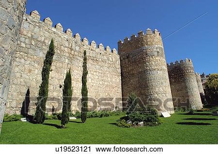 Spain, Castilla Leon, Avila, Wall, City wall, Stone, San segundo View Large Photo Image Stock Image - Spain, Castilla Leon, Avila, Wall, City wall, Stone, San segundo. Fotosearch