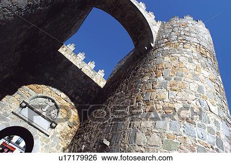 Spain, Castilla Leon, Avila, Wall, City wall, Stone, Alcazar View Large Photo Image Stock Photograph - Spain, Castilla Leon, Avila, Wall, City wall, Stone, Alcazar. Fotosearch