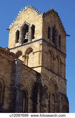 Stock Photo - Spain, Castilla Leon, Avila, Wall, San vicente, Tower, Window. Fotosearch