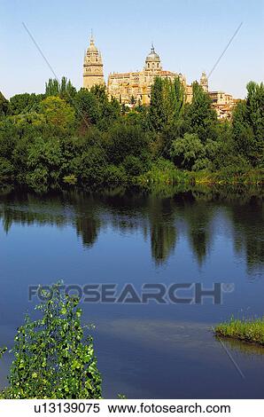 Spain, Castilla Leon, Salamanca, River, Reflection, Vegetation, Tree View Large Photo Image Stock Photography - Spain, Castilla Leon, Salamanca, River, Reflection, Vegetation, Tree. Fotosearch