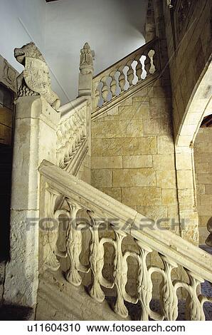 Stock Image - Spain, Castilla Leon, Salamanca, Building, Interior, Stair, Stairs. Fotosearch