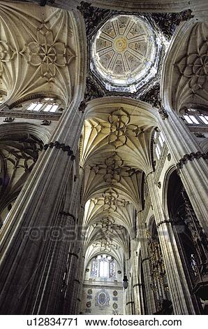 Stock Image - Spain, Castilla Leon, Salamanca, Cathedral, Interior, Arch, Arches. Fotosearch