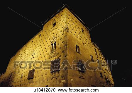 Stock Image - Spain, Castilla Leon, Salamanca, Architecture, Monument, Library, Casa de las conchas. Fotosearch