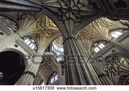 Stock Photo - Spain, Castilla Leon, Salamanca, Cathedral, Interior, Arch, Arches. Fotosearch