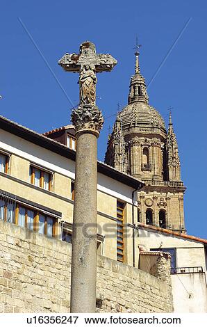 Stock Photo - Spain, Castilla Leon, Salamanca, Architecture, Church, Cathedral, Tower. Fotosearch