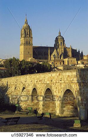 Stock Photograph - Spain, Castilla Leon, Salamanca, Architecture, Monument, Cathedral, Bell tower. Fotosearch