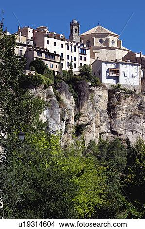 Picture - Spain, Castilla la mancha, Cuenca, House, Houses, Hang, Hung. Fotosearch
