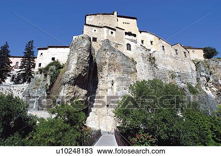 Stock Image - Spain, Castilla la mancha, Cuenca, House, Houses, Hang, Hung. Fotosearch