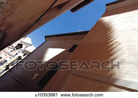 Stock Image - Spain, Castilla la mancha, Cuenca, Architecture, Building, Buildings, Perspective. Fotosearch
