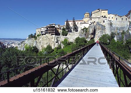 Stock Image - Spain, Castilla la mancha, Cuenca, House, Houses, Hang, Hung. Fotosearch