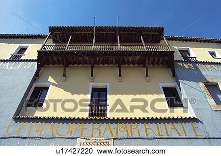 Stock Image - Spain, Castilla la mancha, Cuenca, Architecture, House, Building, Buildings. Fotosearch