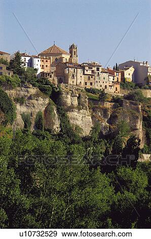 Stock Photo - Spain, Castilla la mancha, Cuenca, House, Houses, Building, Buildings. Fotosearch