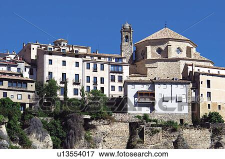 Stock Photo - Spain, Castilla la mancha, Cuenca, House, Houses, Hang, Hung. Fotosearch