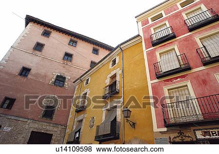Stock Photo - Spain, Castilla la mancha, Cuenca, Balcony, Balconies, Window, Windows. Fotosearch