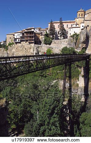 Stock Photo - Spain, Castilla la mancha, Cuenca, House, Houses, Hang, Hung. Fotosearch