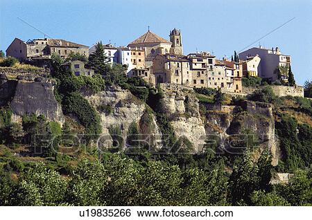 Stock Photograph - Spain, Castilla la mancha, Cuenca, House, Houses, Building, Buildings. Fotosearch