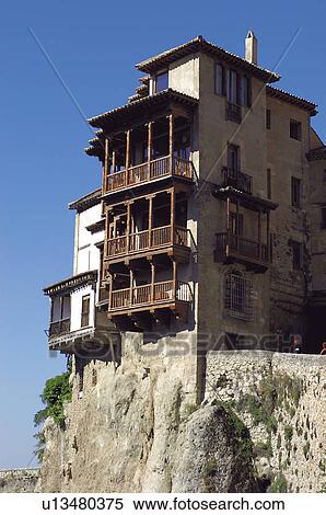 Stock Photography - Spain, Castilla la mancha, Cuenca, House, Houses, Hang, Hung. Fotosearch