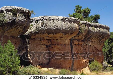 Stock Photography - Spain, Castilla la mancha, Cuenca, National park, Nature, Landscape, Rock. Fotosearch