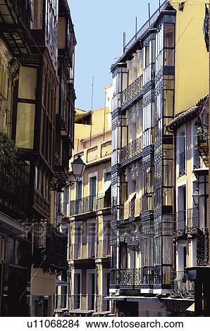 Spain, Castilla la mancha, Toledo, Building, Buildings, Street, Window View Large Photo Image Picture - Spain, Castilla la mancha, Toledo, Building, Buildings, Street, Window. Fotosearch
