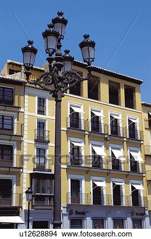 Picture - Spain, Castilla la mancha, Toledo, City, Window, Windows, Lamppost. Fotosearch