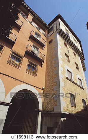 Stock Image - Spain, Castilla la mancha, Toledo, City, Street, Building, Window. Fotosearch