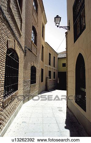 Spain, Castilla la mancha, Toledo, City, Small street, Alley, Street View Large Photo Image Stock Image - Spain, Castilla la mancha, Toledo, City, Small street, Alley, Street. Fotosearch