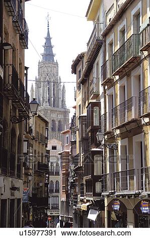 Spain, Castilla la mancha, Toledo, City, Street, Building, Buildings View Large Photo Image Stock Image - Spain, Castilla la mancha, Toledo, City, Street, Building, Buildings. Fotosearch