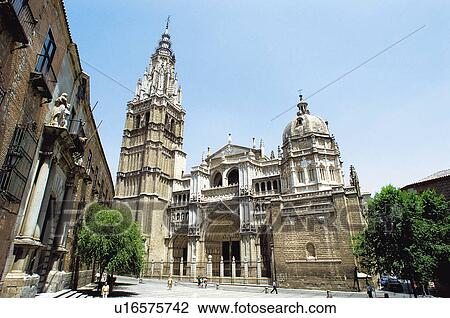Stock Image - Spain, Castilla la mancha, Toledo, City, Architecture, Cathedral, Tower. Fotosearch