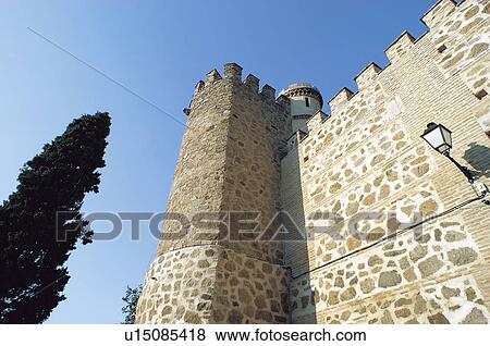 Stock Photo - Spain, Castilla la mancha, Toledo, City, Architecture, Castle, Tower. Fotosearch